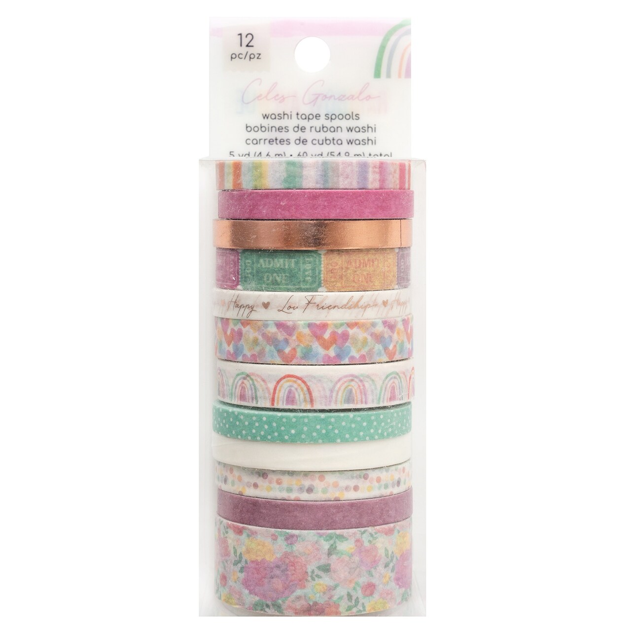 American Crafts Rainbow Avenue Washi Tape 12/Pkg-Rose Gold Foil